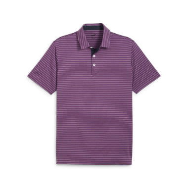 Mattr Gold Tucker Men's Golf Polo Top in Crushed Berry/Deep Navy, Size Small, Polyester/Elastane by PUMA