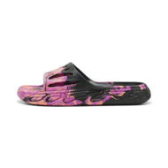 Detailed information about the product MB.03 Basketball Unisex Slides in Black/Deep Orchid/Fluro Peach Pes, Size 7, Synthetic by PUMA