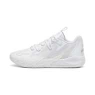 Detailed information about the product MB.03 Lo Unisex Basketball Shoes in White/Gray Fog, Size 10, Synthetic by PUMA Shoes