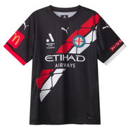 Detailed information about the product Melbourne City FC Men's Replica Away Jersey Shirt in Black/Mcfc, Size Small by PUMA