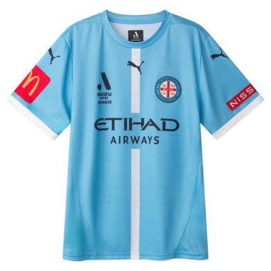 Melbourne City FC Men's Replica Home Jersey Shirt in Team Light Blue/White/Mcfc Home, Size Small by PUMA