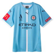 Detailed information about the product Melbourne City FC Men's Replica Home Jersey Shirt in Team Light Blue/White/Mcfc Home, Size Small by PUMA