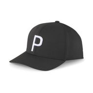 Detailed information about the product Men's P Golf Cap in Black/White Glow, Polyester/Elastane by PUMA