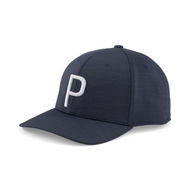 Detailed information about the product Men's P Golf Cap in Navy Blazer/Ash Gray, Polyester/Elastane by PUMA