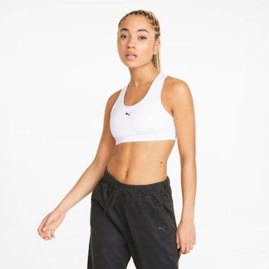 Mid 4Keeps Graphic Women's Training Bra in White/Small Black Cat, Size XS, Polyester/Elastane by PUMA