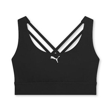 Mid Impact Training Bra Women in Black, Size XS, Polyester/Elastane by PUMA