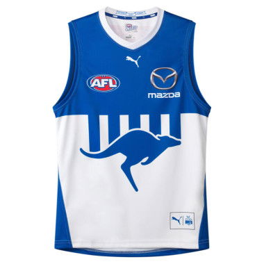 North Melbourne Football Club 2024 Menâ€™s Replica Away Guernsey in White/Surf The Web/Nmfc Clash, Size XL by PUMA