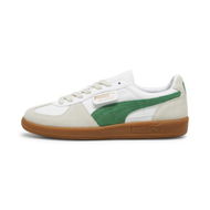 Detailed information about the product Palermo Leather Unisex Sneakers in White/Vapor Gray/Archive Green, Size 4, Textile by PUMA Shoes