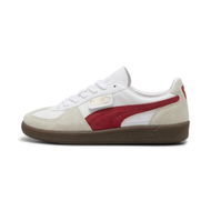 Detailed information about the product Palermo Leather Unisex Sneakers in White/Vapor Gray/Club Red, Size 10, Textile by PUMA Shoes