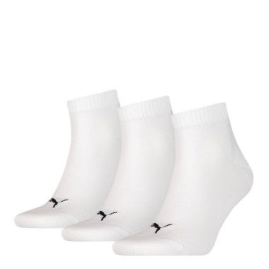 Plain Quarter Unisex Socks - 3 Pack in White, Size 3.5