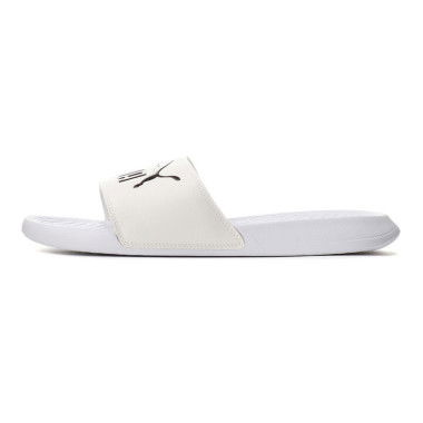 Popcat Slide Unisex Sandals in White/Black, Size 6, Synthetic by PUMA