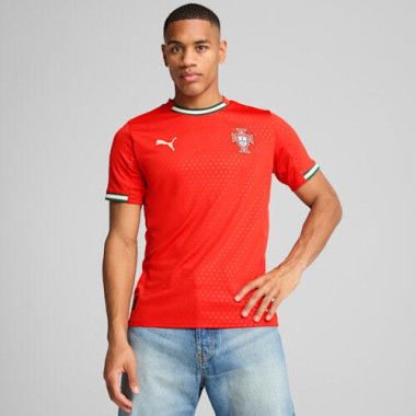 Portugal 2025 Home Men's Jersey Shirt in Sport Red/Sugared Almond, Size Small, Polyester by PUMA