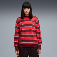 Detailed information about the product Premium Essentials Unisex Relaxed Stripe Crew Sweatshirt in Ruby Shimmer/Aop, Size 2XL, Cotton by PUMA