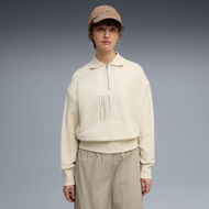 Detailed information about the product Premium Essentials Women's Oversized Graphic Polo Crew Sweatshirt in Alpine Snow, Size Large by PUMA