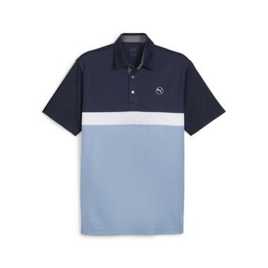 Pure Colourblock Men's Golf Polo Top in Deep Navy/Zen Blue, Size Small, Polyester by PUMA