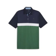 Detailed information about the product Pure Colourblock Men's Golf Polo Top in Vine/Deep Navy, Size Large, Polyester by PUMA