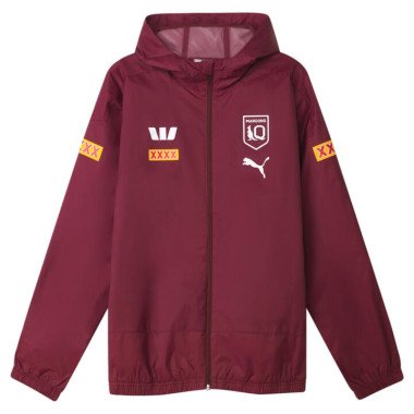 Queensland Maroons 2024 Men's Rain Jacket in Burgundy/Qrl, Size Small, Polyester by PUMA