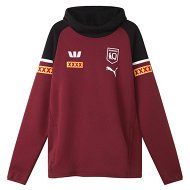 Detailed information about the product Queensland Maroons 2024 Menâ€™s Team Hoodie in Black/Burgundy/White, Size 2XL, Cotton/Polyester by PUMA