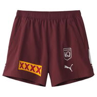 Detailed information about the product Queensland Maroons 2024 Menâ€™s Training Short in Burgundy/White/Qrl Maroon, Size Small, Polyester by PUMA