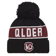 Detailed information about the product Queensland Maroons 2024 Unisex Beanie in Black/Burgundy/White, Polyester by PUMA