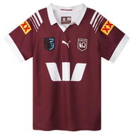 Detailed information about the product Queensland Maroons 2024 Womenâ€™s Replica Jersey Shirt in Burgundy/White/Qrl Maroon Home, Size Large by PUMA