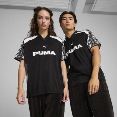 Relaxed Unisex Football Jersey Shirt in Black/Galactic Gray, Size Medium, Polyester by PUMA