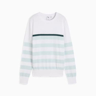 Resort Stripe Women's Sweater in Sea Glass/White Glow, Size XS, Cotton/Polyester by PUMA