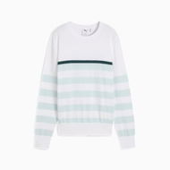 Detailed information about the product Resort Stripe Women's Sweater in Sea Glass/White Glow, Size XS, Cotton/Polyester by PUMA