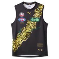 Detailed information about the product Richmond Football Club 2024 Men's Replica ANZAC Day Guernsey in Black/Vibrant Yellow/Rfc, Size Small by PUMA