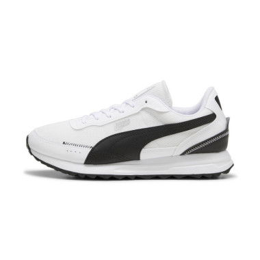 Road Rider Leather Sneakers in White/Black, Size 10 by PUMA