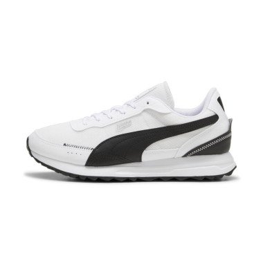Road Rider Leather Sneakers in White/Black, Size 7.5 by PUMA