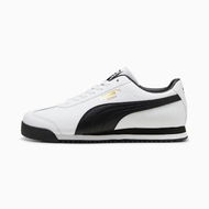 Detailed information about the product Roma 24 Unisex Sneakers in White/Black/Team Gold, Size 4 by PUMA