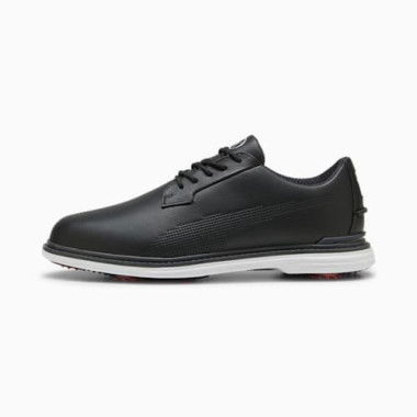 Royale Men's Golf Shoes in Black/Flat Dark Gray/Red Blast, Size 7, Synthetic by PUMA Shoes