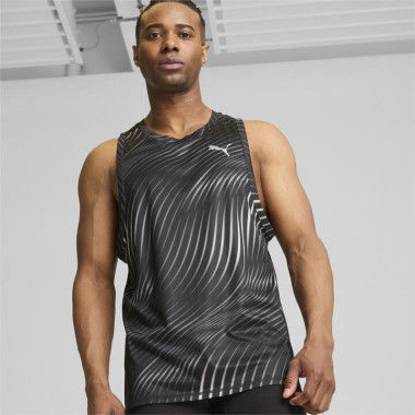 Run Favourite Men's Singlet in Black/Q3 Print, Size Large, Polyester by PUMA