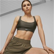Detailed information about the product RUN Mid Impact Women's Running Bra in Dark Loden, Size XS by PUMA