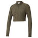 Seamless Women's Cropped 1/4 Zip Training Sweatshirt in Deep Olive/Snake Print, Size Small, Nylon/Elastane by PUMA. Available at Puma for $64.00