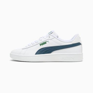 Smash 3.0 Leather Sneakers Youth in White/Dark Night/Vine, Size 4 by PUMA