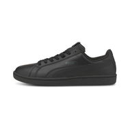 Detailed information about the product Smash Leather Unisex Sneakers in Black/Dark Shadow, Size 10 by PUMA Shoes