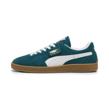 Super Team Suede Unisex Sneakers in Cold Green/White, Size 4, Textile by PUMA