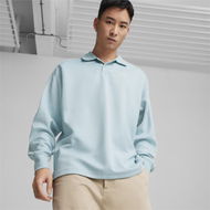 Detailed information about the product T7 Men's Polo Sweatshirt in Turquoise Surf, Size Small, Polyester/Cotton by PUMA