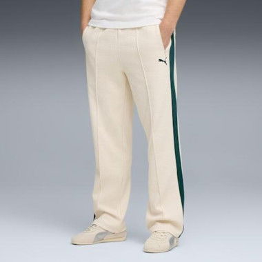T7 Relaxed Jacquard Unisex Track Pants in Alpine Snow/Green Terrain, Size Small, Cotton by PUMA