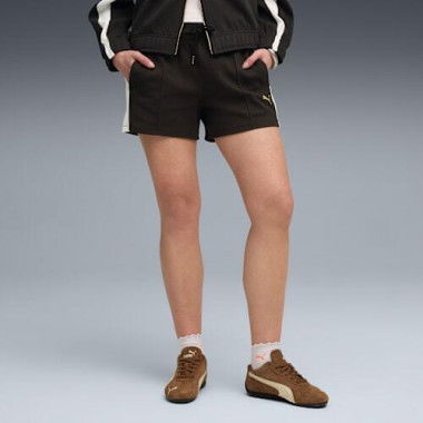 T7 Women's Pintuck 4 Shorts in Black, Size XS, Cotton/Polyester by PUMA