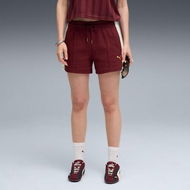 Detailed information about the product T7 Women's Pintuck 4 Shorts in Ruby Shimmer, Size Medium, Cotton/Polyester by PUMA