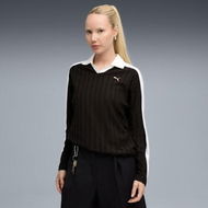 Detailed information about the product T7 Women's Relaxed Long Sleeve Polo Top in Black, Size Small, Cotton by PUMA