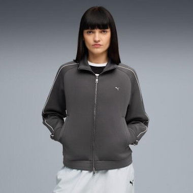 T7 Women's Track Jacket in Dusky Gray, Size XS, Polyester/Elastane by PUMA