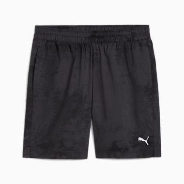 TAD ESSENTIALS Men's Graphic 7 Woven Shorts in Black/Q3, Size Small, Polyester by PUMA