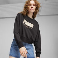 Detailed information about the product TEAM Women's Oversized Crew Top in Black, Size Medium, Cotton/Polyester by PUMA
