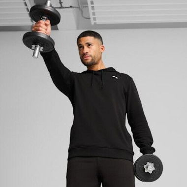 Train All Day Essentials Men's French Terry Hoodie in Black, Size Medium, Cotton/Polyester by PUMA