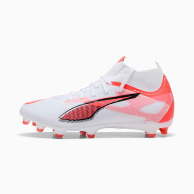 ULTRA 5 MATCH+ FG/AG Women's Football Boots in White/Black/Glowing Red, Size 10, Textile by PUMA