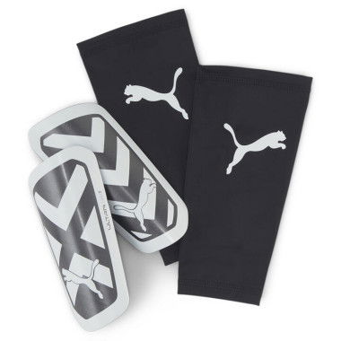 ULTRA Light Sleeve Unisex Football Shin Guards in Black/White, Size Large, Ethylenvinylacetat by PUMA